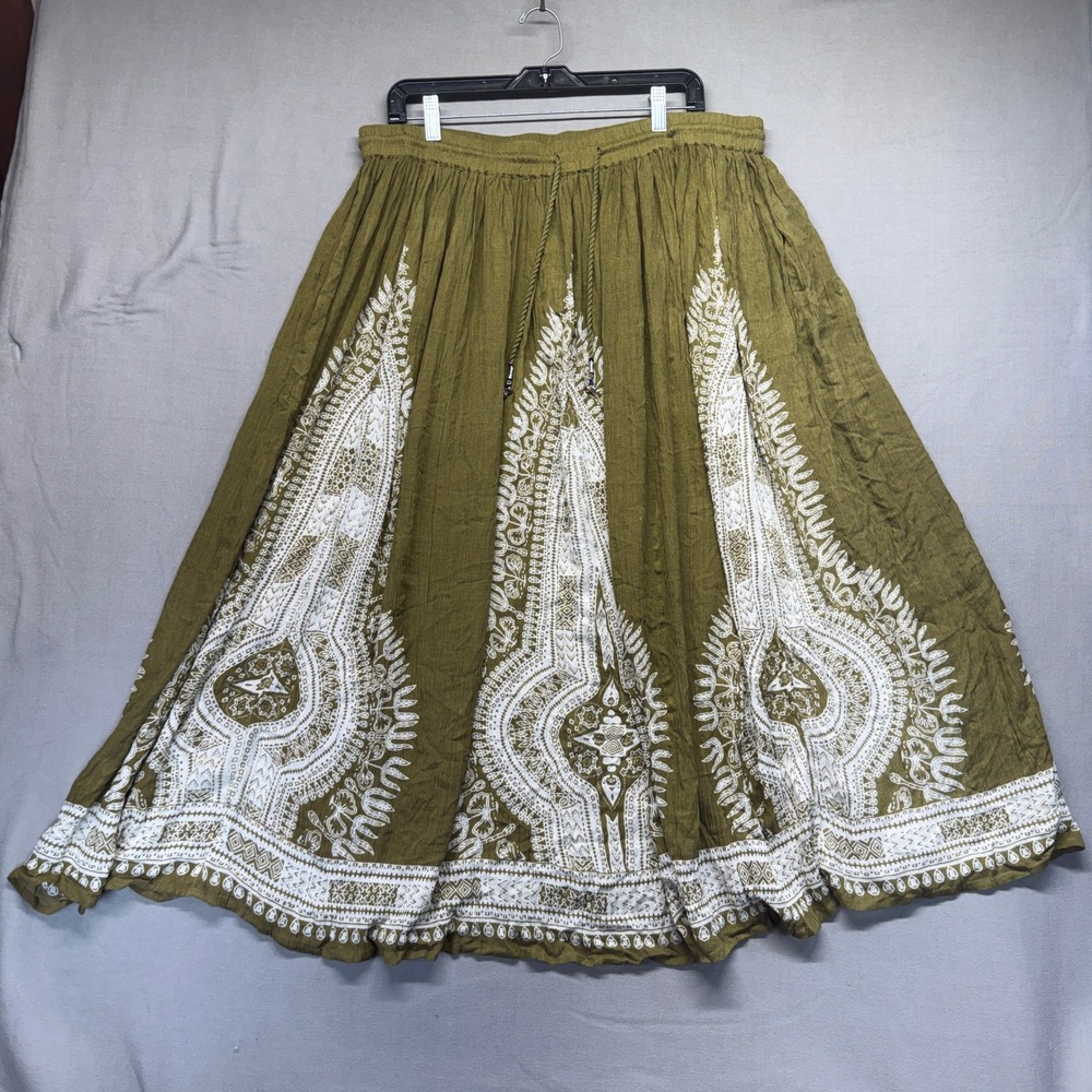 Philosophy Republic Clothing Maxi Skirt Womens XL Green India Gauze Boho Beach